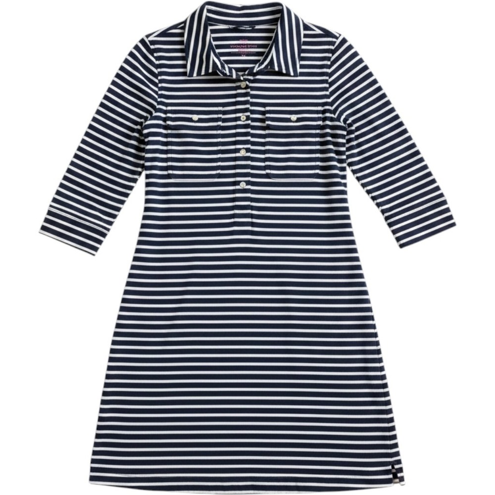 Vineyard Vines T-Shirt Dress Womens XS 3/4 sleeve Blue Striped Performance Beach